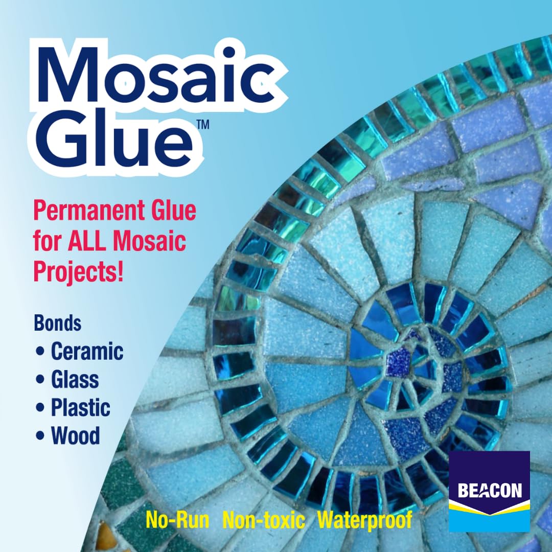 BEACON Mosaic Glue - Non-Toxic & Water Resistant, Ideal for All Tiles & Surfaces, 2-Ounce, 12-Pack