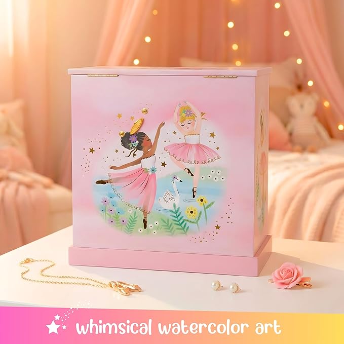 Giggle & Honey® Ballerina Musical Jewelry Box for Girls Ballerina Toys for Girls Age 4-6 Kids Jewelry Box with Drawers