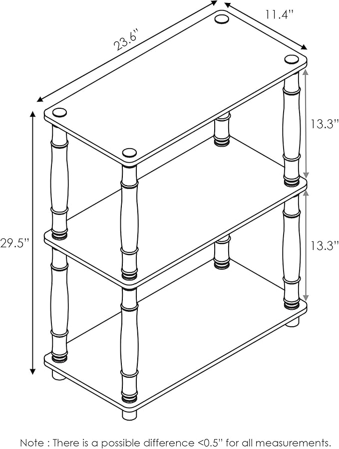 Furinno 18029GYW/BK Turn-N-Tube 3-Tier Compact Multipurpose Shelf Display Rack, Classic, French Oak Grey/Black, 3-Tier Classic Tubes