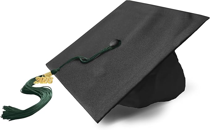 Graduation Cap with 2026 Tassel Year Charm Black Graduation Cap for High School & Bachelor