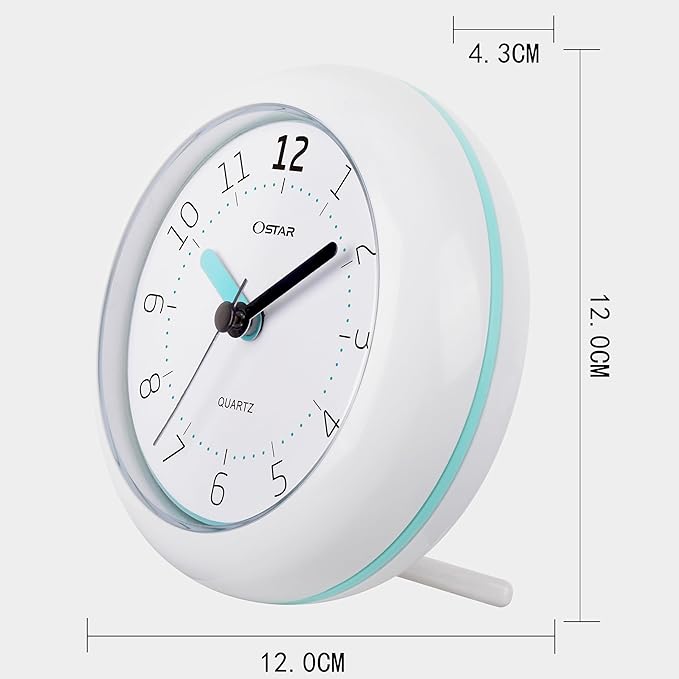 OSTAR Waterproof Bathroom Shower Clock, Analog Quartz Clock Hanging Stand Dual Purpose, One AA Battery Operated 4.72 inch Round Size