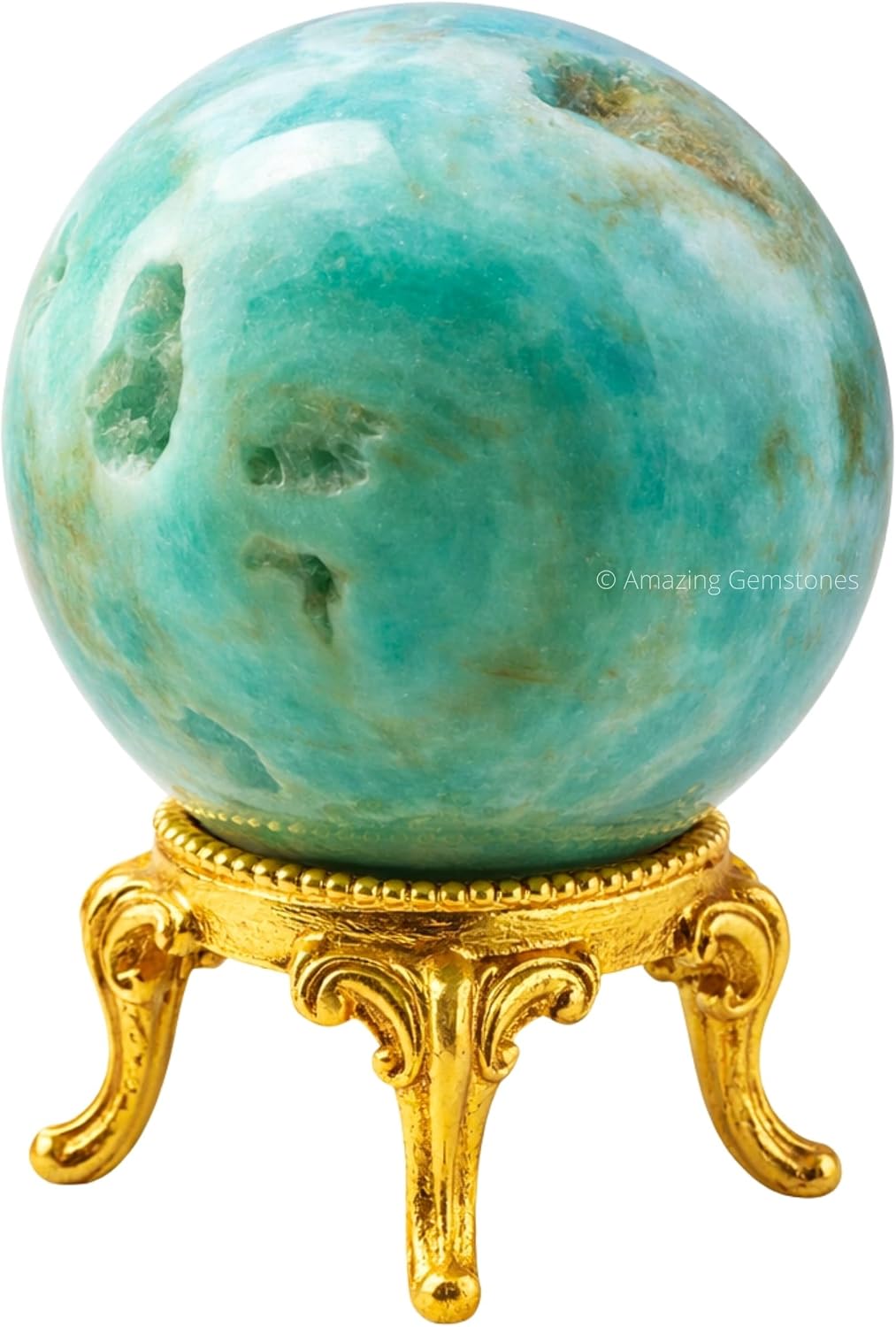 Amazing Gemstone Caribbean Calcite Crystal Ball with Stand - 1.5" Inches Crystal Sphere Meditation Balls for Witchcraft and Decorative Balls