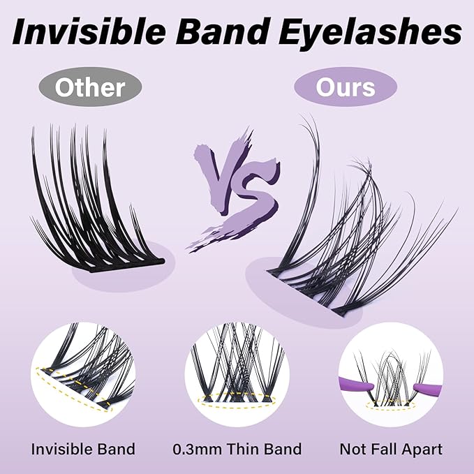 B&Q Spider Lash Clusters - DIY Eyelash Clusters at Home Natural Breeze Lash Extensions, 132pcs Individual Lashes with 0.3mm Invisible Band & Waterproof, Daily Gossip Girl Look Eyelashes(Spider 8-18mm)
