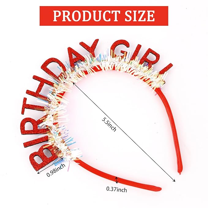 CIEHER Red Birthday Girl Headband Birthday Crown for Women Girls Prarty Favors