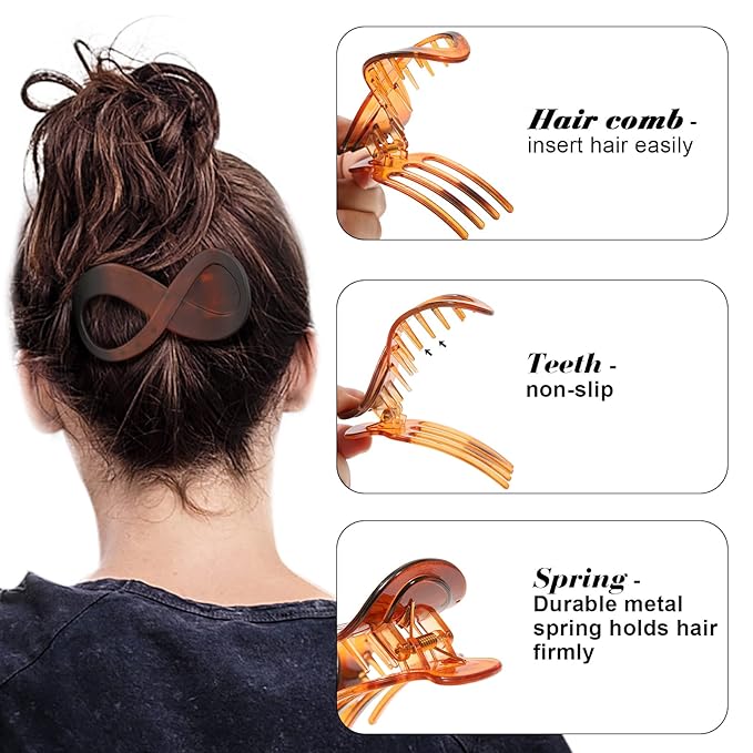 French Concord Flat Hair Clips - 6PCS Curved Hair Claw No Slip Hair Clips Volume Strong Hold Clip Hair Claw for Women Girls (Duckbil(Medium, 3.3"))