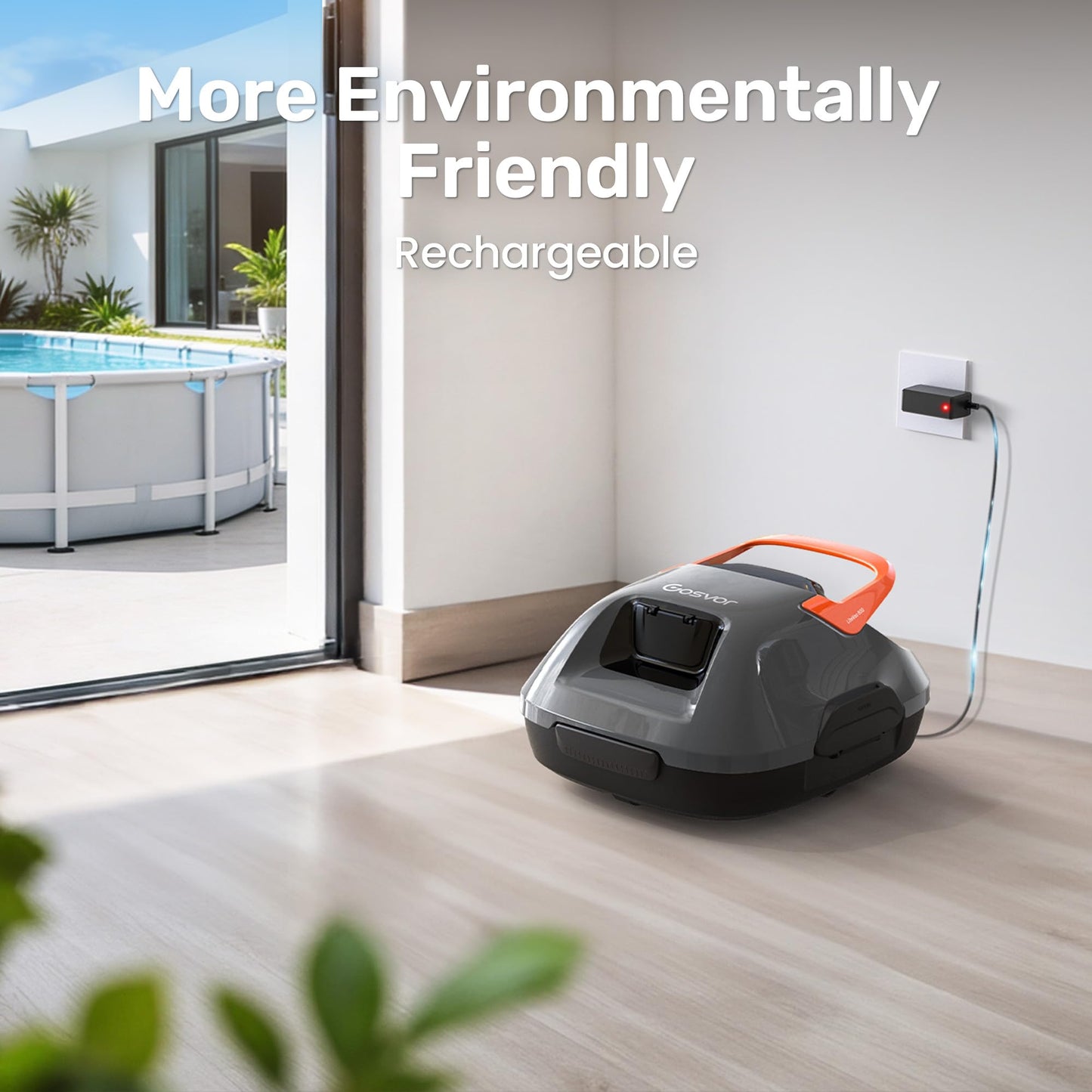 Cordless Robotic Pool Cleaner, Pool Vacuum for Above Ground Pool Lasts 90 Min, Portable, Self-Parking, Ideal for Pools up to 860 sq.ft