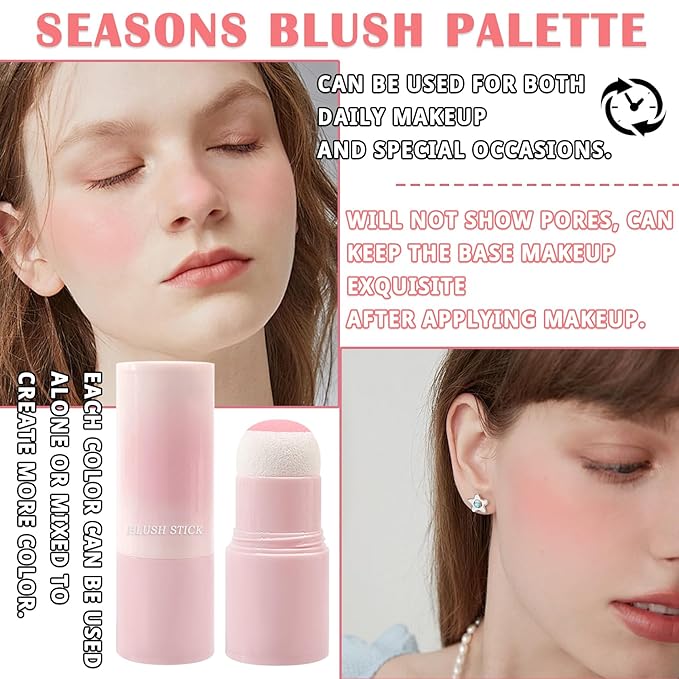 Blush Stick for Cheeks,Face Matte Contour Blush Makeup,Buildable Shimmer Facial Cheek Blusher Shades,Blendable Cosmetic Makeup 02
