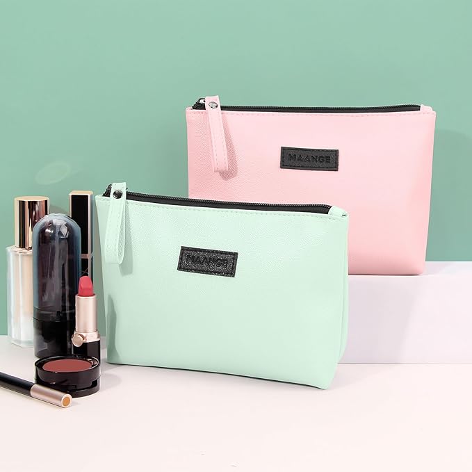 Cosmetic Bags for Women Small Makeup Bag for Purse Pu Leather Makeup Pouch Travel Makeup Bag with Zipper Make Up Bag for Travelling