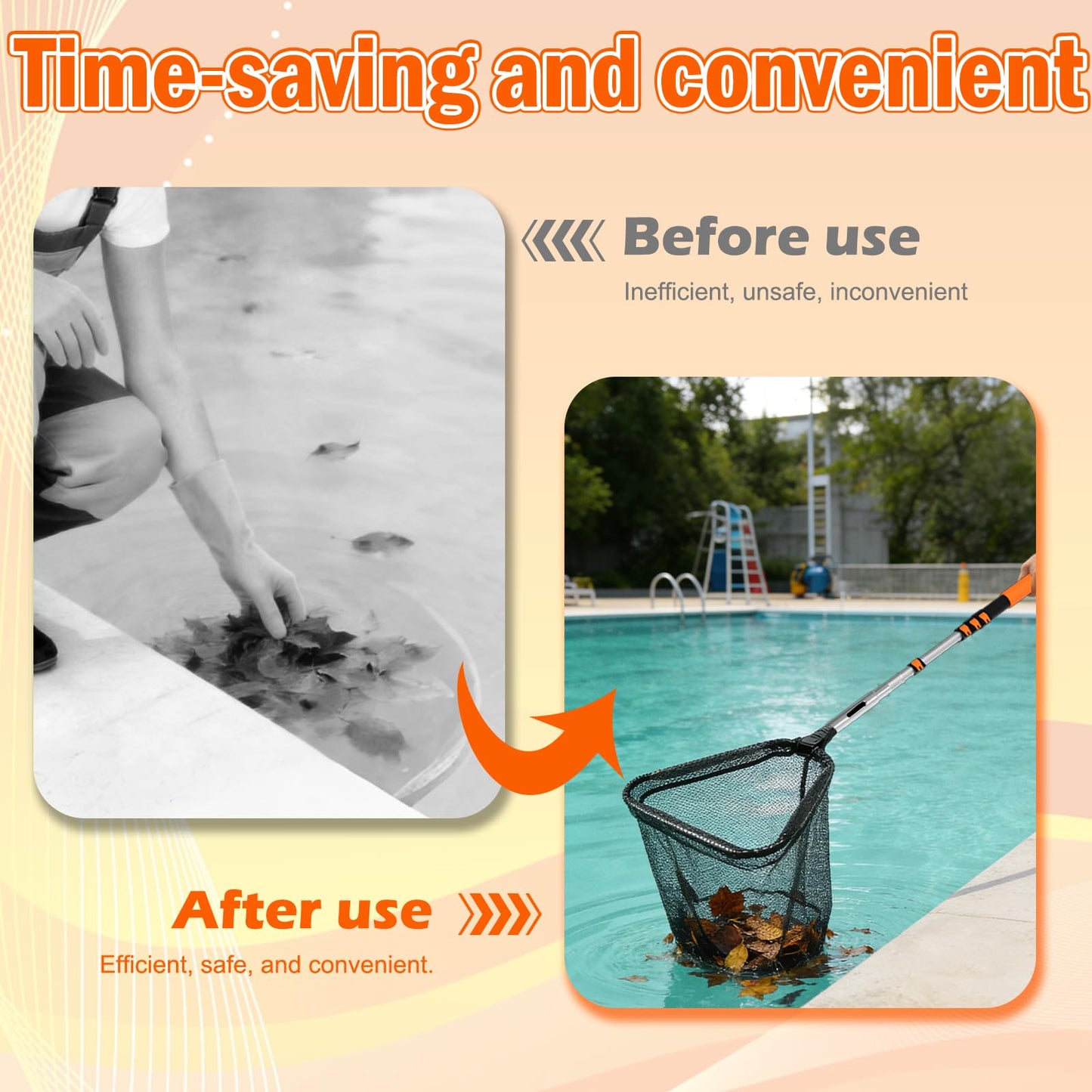 SISIUPASSIE 20FT Pool Skimmer Net with Pole, Foldable & Larger Capacity Pool Net for Cleaning, Telescopic Pool Pole Heavy Duty with Fine Mesh Pool Leaf Net for Above Ground & In-ground Pools