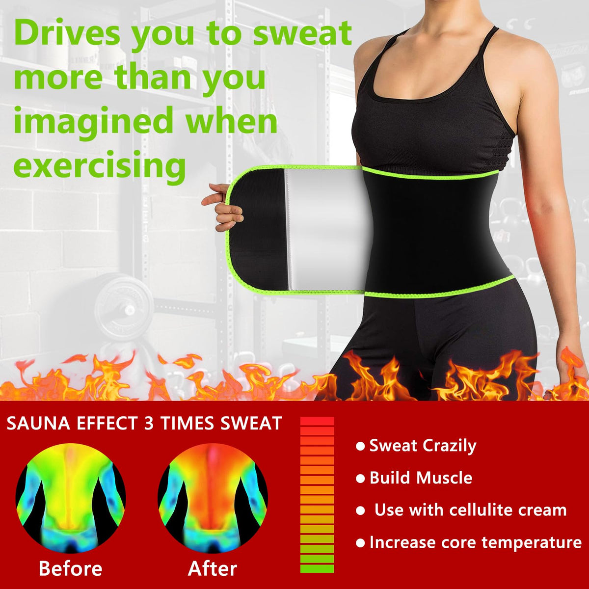 MORECOO Waist Trainer for Women/Men, Waist Sweat Band, Stomach Wrap, Belly Band Sweat Belt, Body Shaper Belt Green
