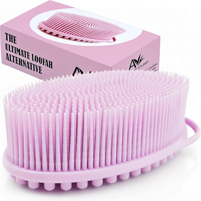 Avilana Premium Silicone Body Scrubber - Trusted Since 2017 - SGS Certified Food Grade Dual Sided Bath Brush, Quick-Dry Exfoliating Loofah Alternative, Massage Brush Sensitive Skin Women Men