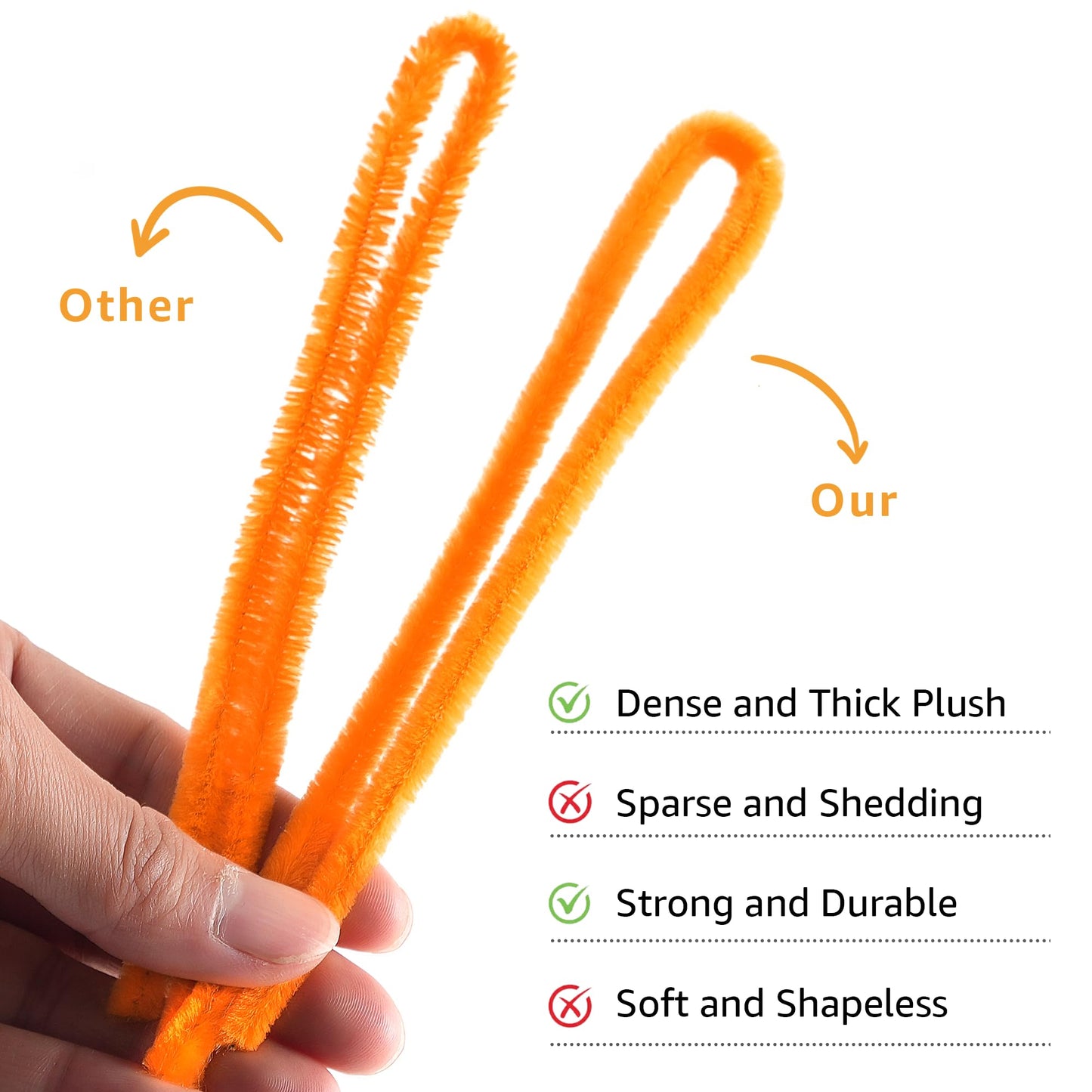 YONOVO 500 Pcs Orange Pipe Cleaners for Crafts Flowers Bulk 8mm Thick 12 inch Long, Yellow Pipecleaners Chenille Stems Fuzzy Sticks Wire Tiges Chenilles for Kids Craft Supplies (Gradient Orange)
