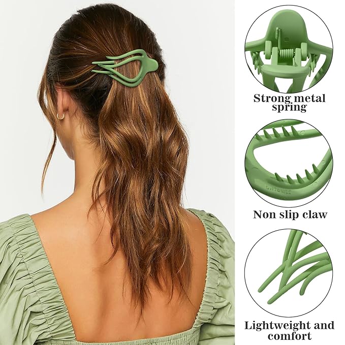 French Concord Flat Hair Clips - 6PCS Curved Hair Claw No Slip Hair Clips Volume Strong Hold Clip Hair Claw for Women Girls