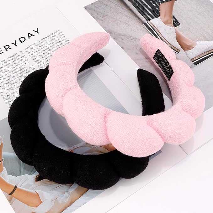 Chanaco Spa Headband and Wrist Bands for Women, Skincare HairBands Wrist Towels, Face Wash Hair Wraps Non Slip, Thick Facial Accessories for Makeup, Bath Shower Teen Girl Gifts Trendy Stuff