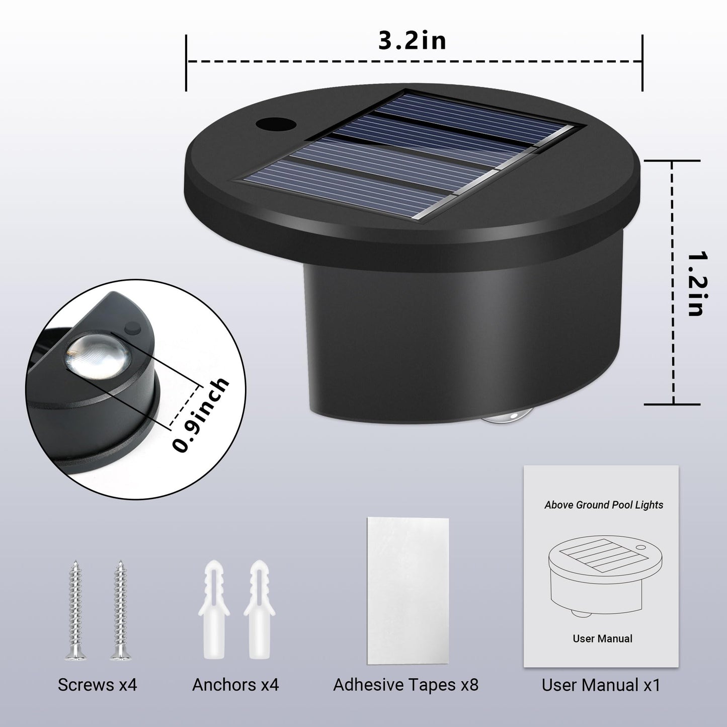 redaica 4 Pack Poolside Solar Pool Lights, Waterproof LED Pool Lights for Inground & Above Ground Pool, RGB Pool Lights Solar Powered for Pool, Fence, Deck, Swimming Accessories Pool Party Decor