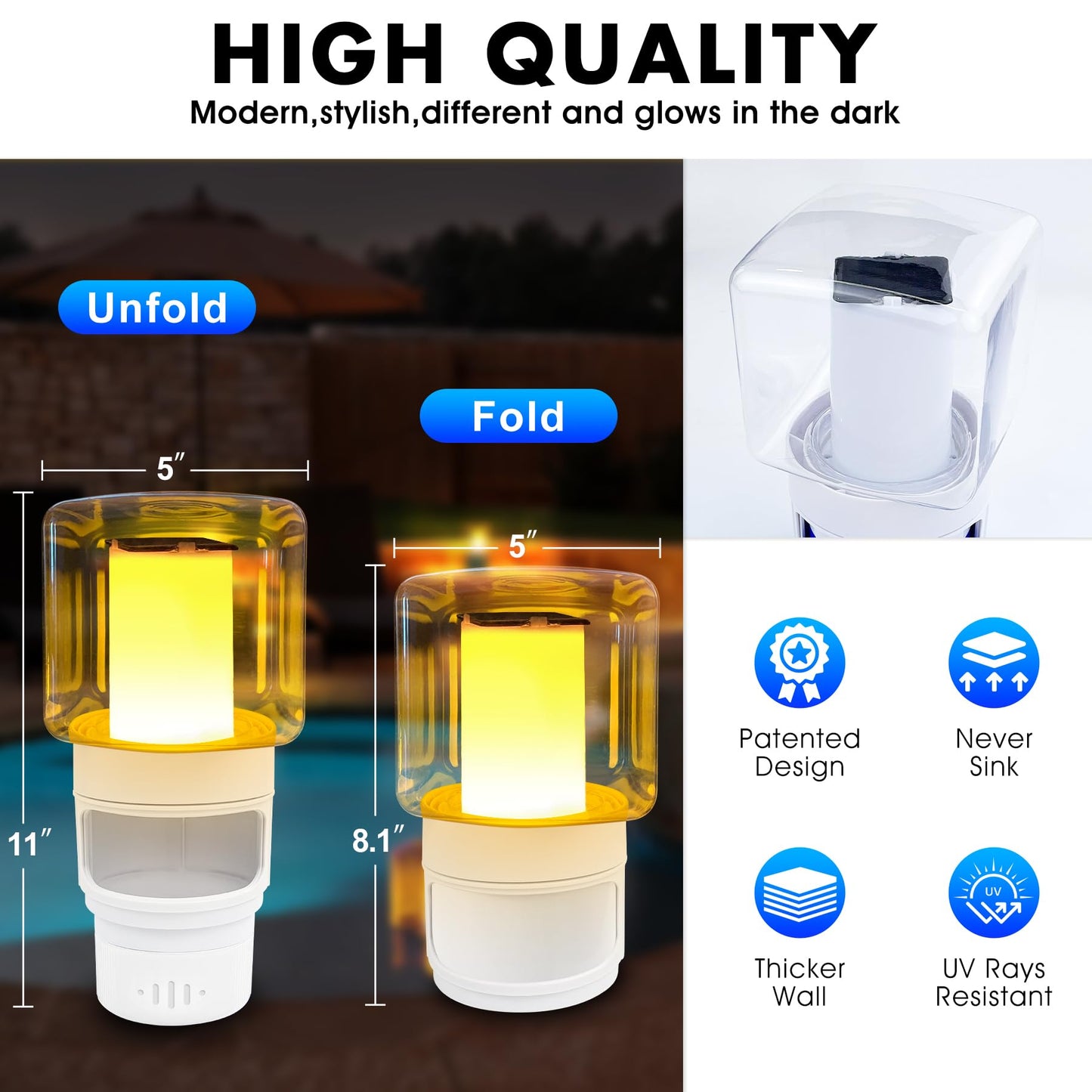 Solar Pool Chlorine Floater, Upgraded Flame Chlorine Tablet Floater for 3 Inch Tablets, Large Pool Dispenser,Floating Chlorine Floater with Adjustable Flow,Solar ChlorineFloater for Hot Tub