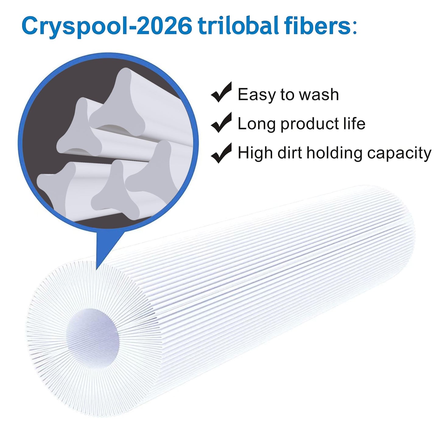 Cryspool® C150S Filter Compatible with CX150XRE, SwimClear C150S, cs150e, C-9441, PA150S, 150 Sq. Ft Pool Filter Cartridge, 1 Pack