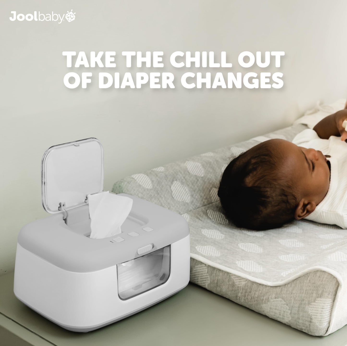 Jool Baby TinyBums Baby Wipe Warmer & Dispenser with LED Changing Light & On/Off Switch (Gray)