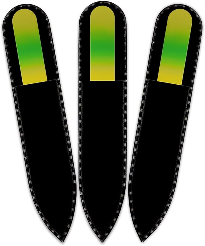 Mont Bleu Rainbow Crystal Nail File in Black Pouch - Small - Purse Size - Tempered Glass - Handmade in Czech Republic - Premium Glass File