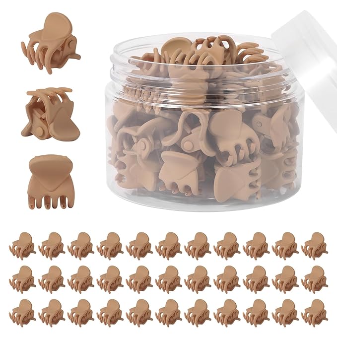 YOHAMA 36 pcs Khaki Mini Hair Clips, Durable and Strong Tiny Hair Claw Claw Clips for Women and Men, Multifunction Matte Hair Claw Good for Decroation Buns, Pining Bangs, Design Kids Hairstyles.