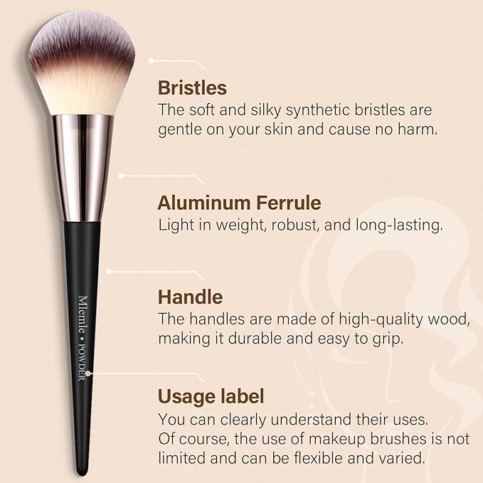 Makeup Brushes Set, Mlemle Professional 25 Pcs Makeup Kit, Include Powder Foundation Concealers Blush Eye shadows 21 Pcs Makeup Brushes and 2 Powder Puff, 2 Makeup Sponge(B02-CreamBlack)