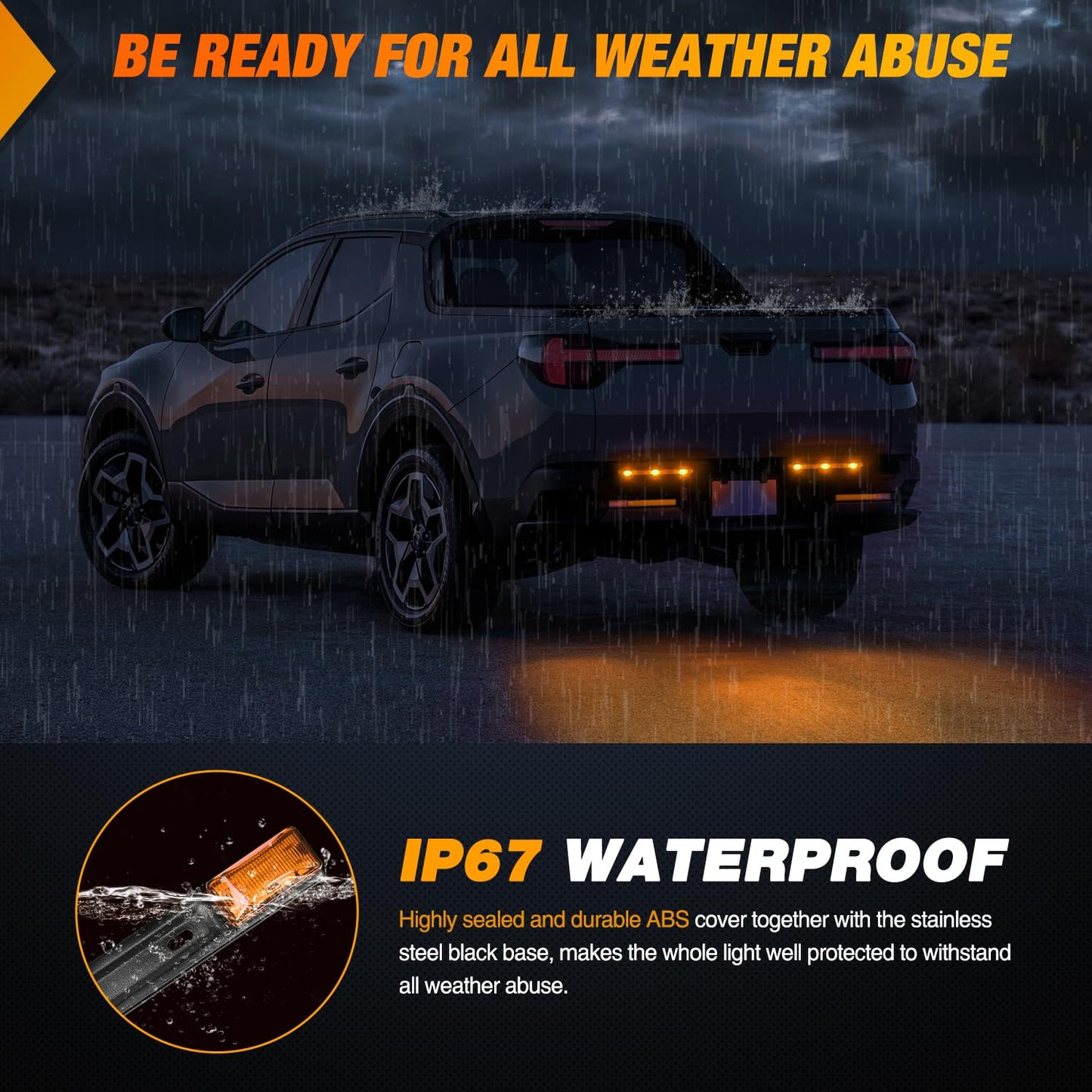 Nilight 9 LED Marker Tail Trailer Light Bar 14.2Inch 2 PCS Amber Clearance Identification Running Mark ID Rear Stainless Steel Bracket for 12V Pickup Truck RV Boat
