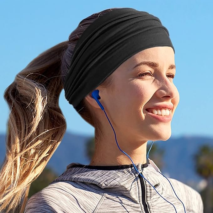 Jesries 10 PCS Women Headbands African Wide Hair Wrap Extra Turban Head Bands for Lady Large Sport Workout Stretch Non-slip Big Hair Bands