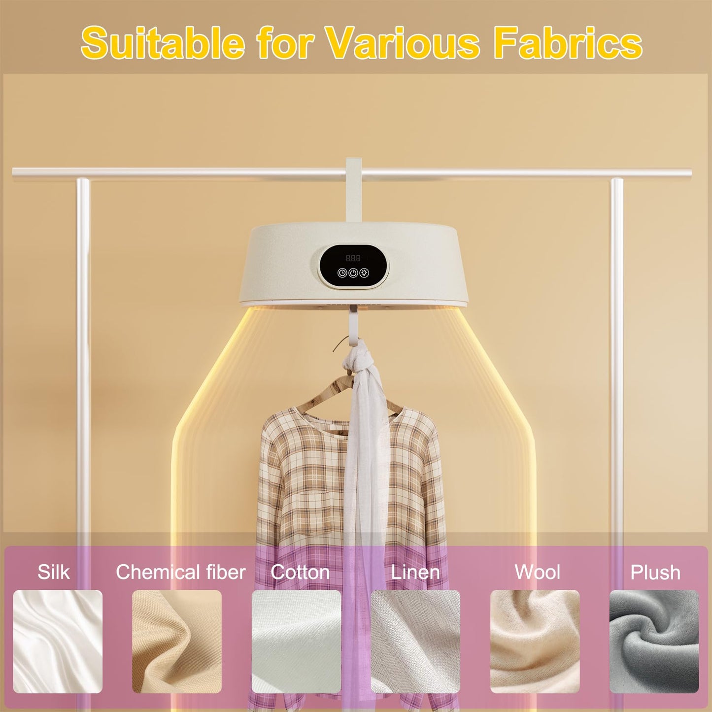 Fieldspark Portable Clothes Dryer, 2-in-1 Hanging & Desktop Drying Machine with Remote, 8H Timer, Foldable Compact Low Noise Fast-Drying Electric Dryer for Travel, Apartment, RV, Dorm, White