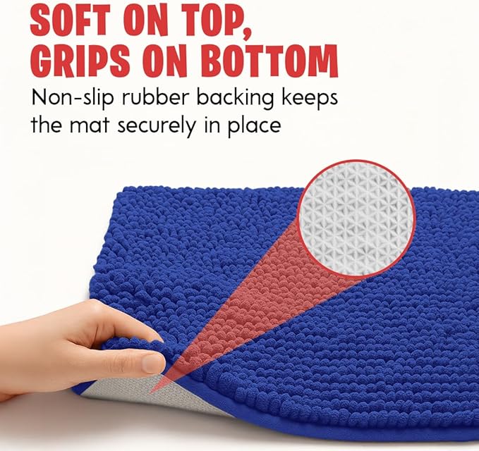 MudGuard Mat™ Dog Door Mat for Muddy Paws, Super Absorbent Microfiber, Non-Slip Indoor Mat, Quick Dry Chenille Mud Mat for Dogs & Entryway, Washable, Navy Blue 16" x 24"