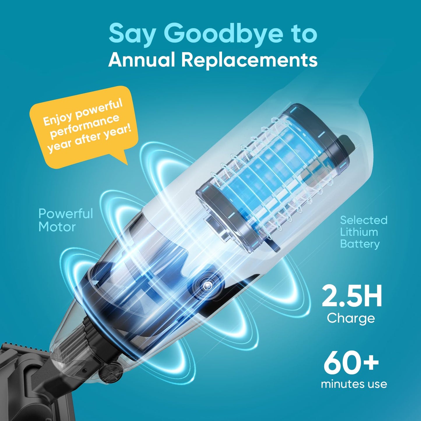 Cordless Pool Vacuum for Above Ground and Inground Pools, 18 GPM Powerful Suction Handheld Rechargeable Pool Cleaner with Versatile 4-Section Pole, 1H Runtime, Ideal for Leaves, Sand and Debris