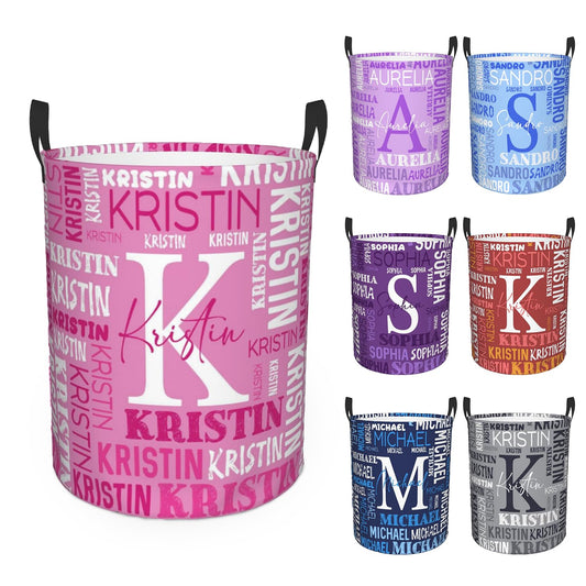 Custom Name Laundry Hamper, Personalized Laundry Basket with Name for Baby Boys Girls, Customized Collapsible Dirty Clothes Hamper Storage with Handles for Bedroom Bathroom Dorm Room Decor