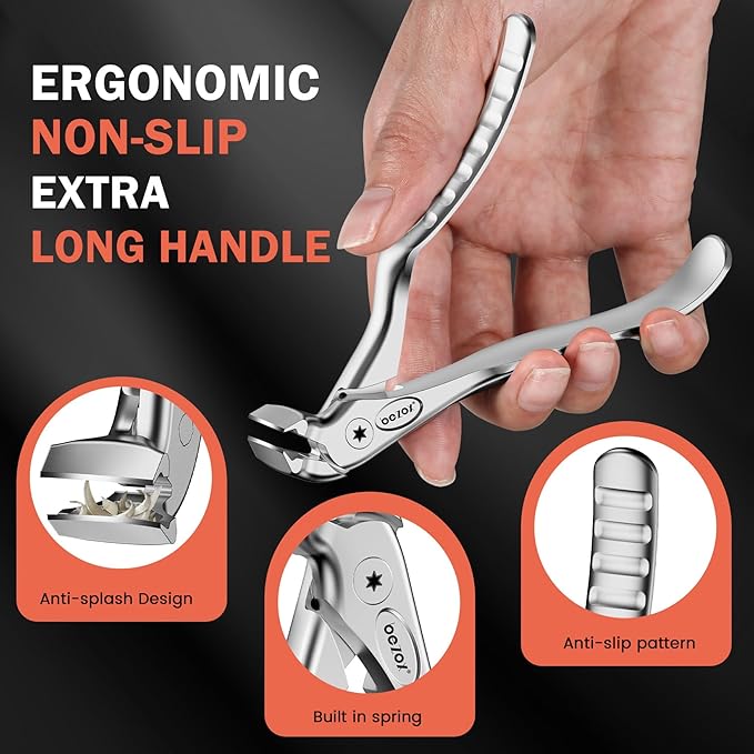 BEZOX Toenail Clippers for Seniors – Upgraded Long Handled Curved Head Toe Nails Clipper for Thick Nails for Elderly, Ergonomic Fingernail Scissors Cutters - Silver