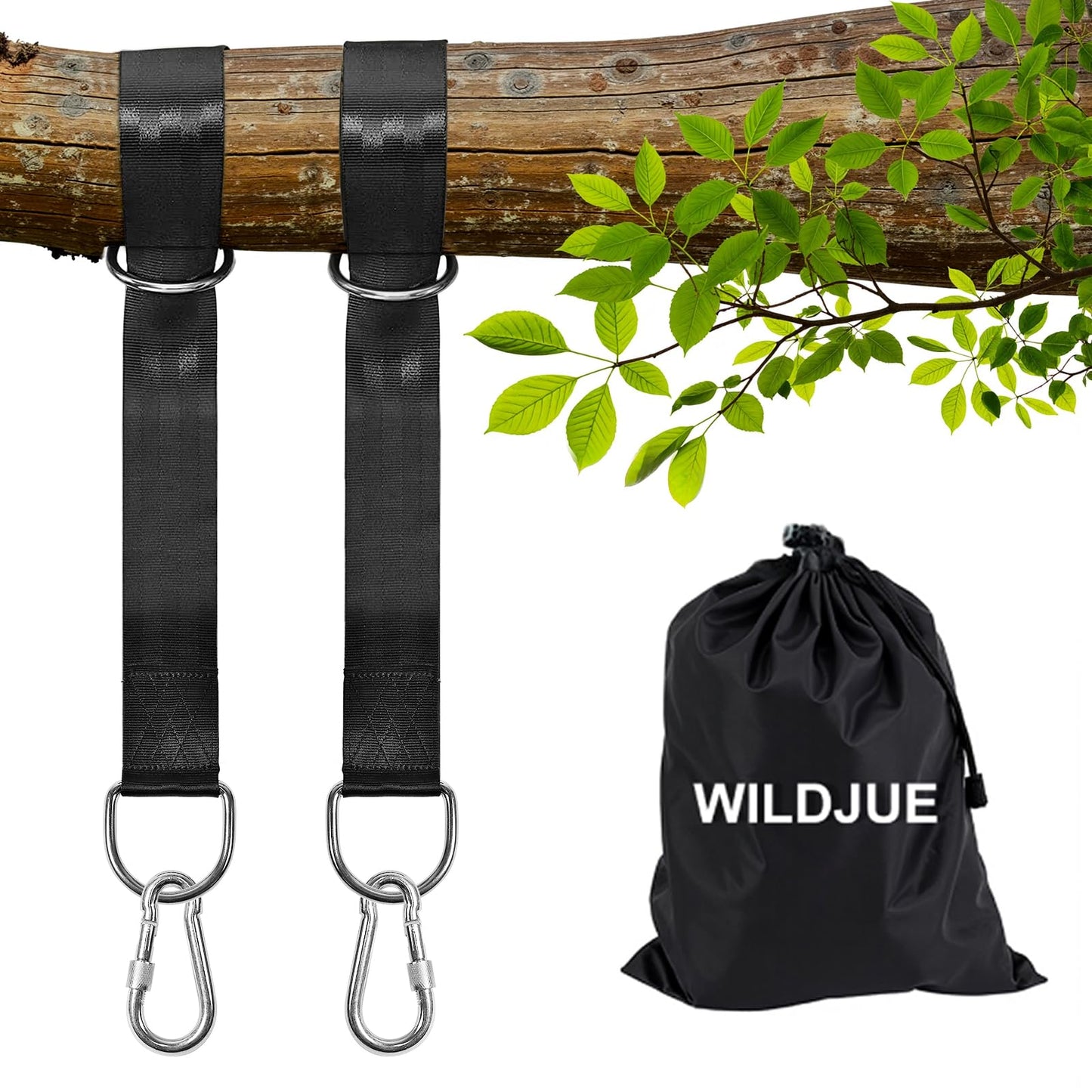 Tree Swing Hanging Straps Kit Holds 2200 lbs,10ft Extra Long Straps Strap with Safer Lock Snap Carabiner Hooks Perfect for Tree Swing & Hammocks, Perfect for Swings,Carry Pouch Easy Fast Installation