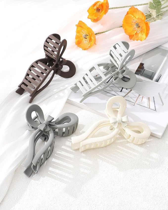 4 PCS Bow Hair Clips for Women Bow Claw Clip 5" Extra Large Hair Claw Clips for Thick and Long Hair Cute Bows Big Clip