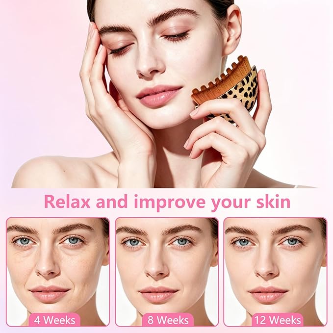2PCS Lymphatic Drainage Gua Sha Face Brush for Sculpting, Lymphatic Contour Face Brush for Reduce Puffiness & Lift, Super Soft Manual Massager for Facial Cleansing with Portable Case