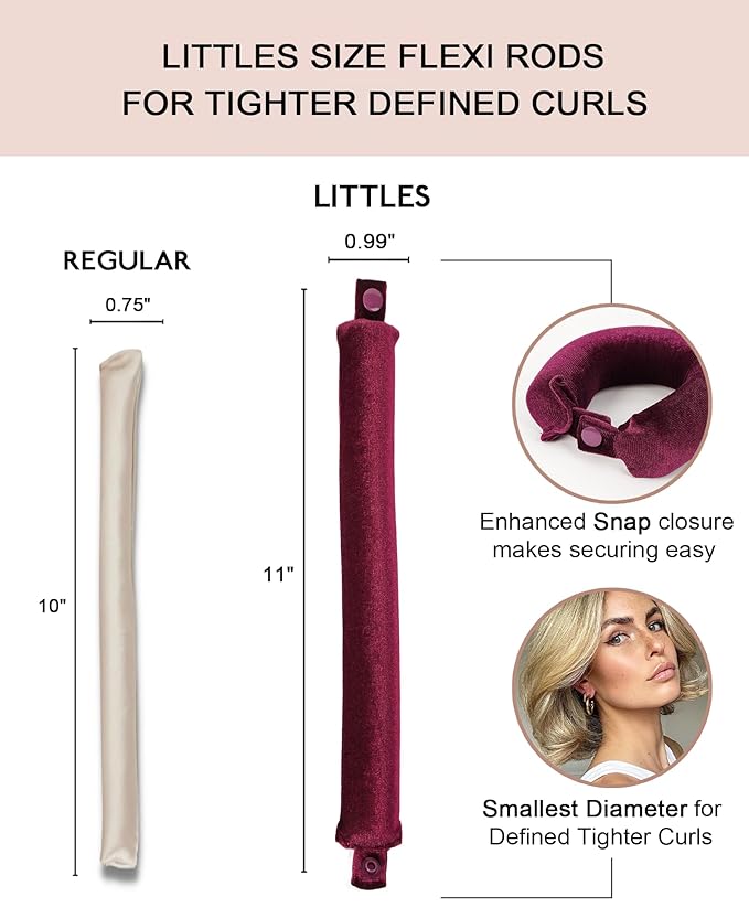 Littles Heatless Curls Overnight Rods Velvet Hair Curler to Sleep in No Heat Heatless Curling Iron Foam Sponge Flexi Rods Hair Rollers for Long Short Hair Care Styling Tools
