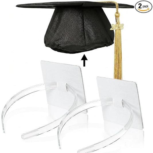 2 Pcs Graduation Cap Headband, Firm Anti-fall Hair Band for Graduation Cap, Graduation Gifts Hat Accessories for Graduates, Students, Women(Clear)