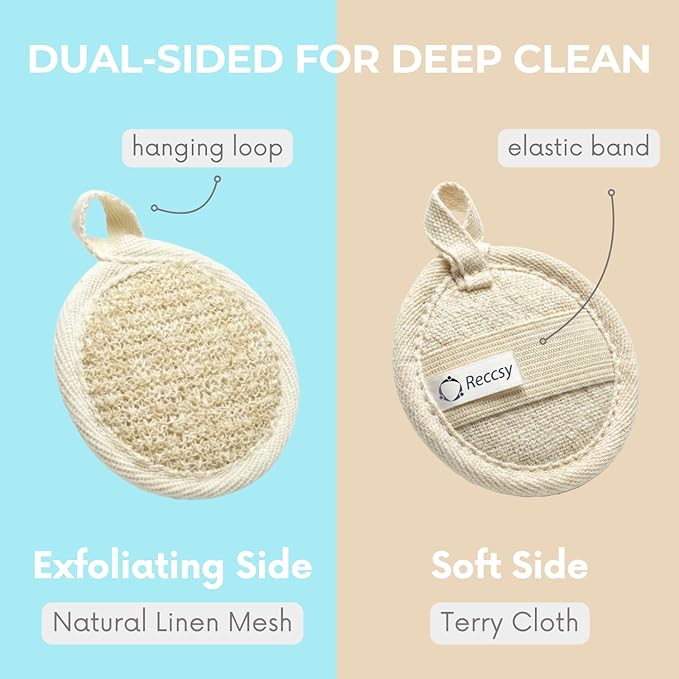 Reccsy Face Brush Set - Soft Natural Bristle Facial Dry Brush for Lymphatic Drainage & Face Exfoliator Brush - Includes 4 Reusable Cleansing Pads