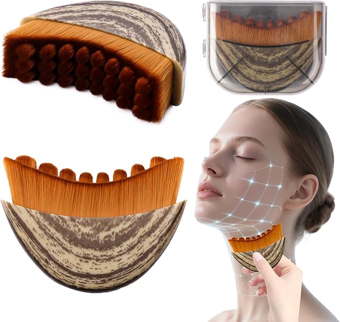 3-in-1 Lymphatic Contour Face Brush: Facial Dry Brush, Lymphatic Lifter & Jawline Sculptor | Hypoallergenic Ergonomic Design | Reduces Puffiness & Tightens Skin