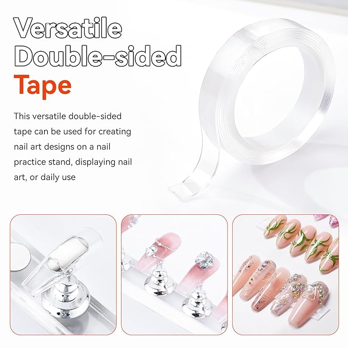 Makartt Press On Nail Stand: Silver Nail Stand for Nails Art Display Practice Nail Holder for Painting Nails Stand for False Nail Press On Designs Magnetic Fake Nail Holder with 1M Double-sided Tape