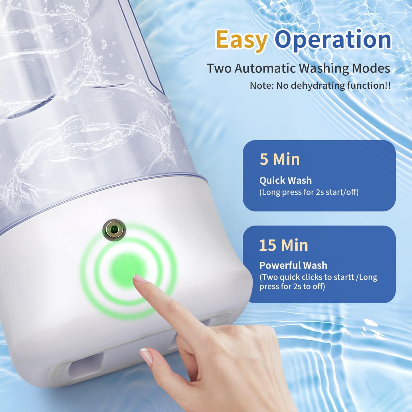 Anbanglin Mini Portable Washing Machine - USB Rechargeable 1L Small Washer with 2 Modes Deep Cleaning for Underwear, Socks & Baby Clothes, Compact Travel Laundry for Apartment, Dorm, Camping, White
