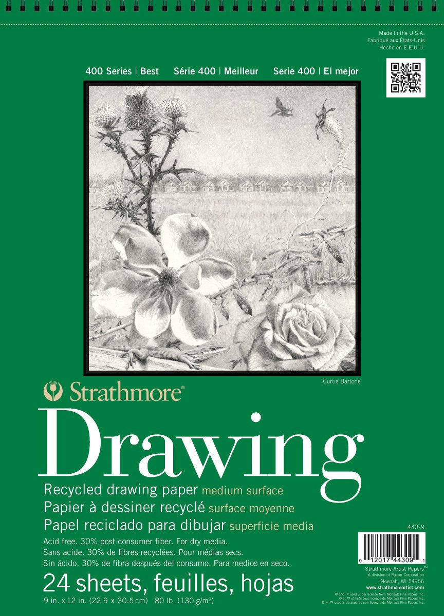 Strathmore 400 Series Recycled Drawing Pad, Medium Surface, 14"x17" Wire Bound, 24 Sheets