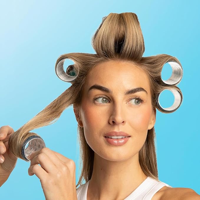 Gimme Beauty Full Effect Thermal Rollers - Hair Rollers for Salon-Style Blow-Outs - Gentle & Secure Hold for All-Day Styling - 3 Sizes for Bouncy Curls or Natural Waves - All Hair Types, 12 Count