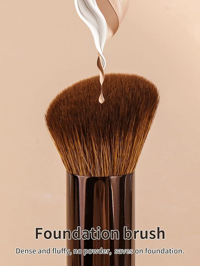 MAANGE 4 PCS Foundation Makeup Brush Set Double-ended Kabuki Brush Contour Brush for Liquid Powder Concealer Cream Cosmetics Blending Blush Face Makeup Tools Kit (Coffee Gold)