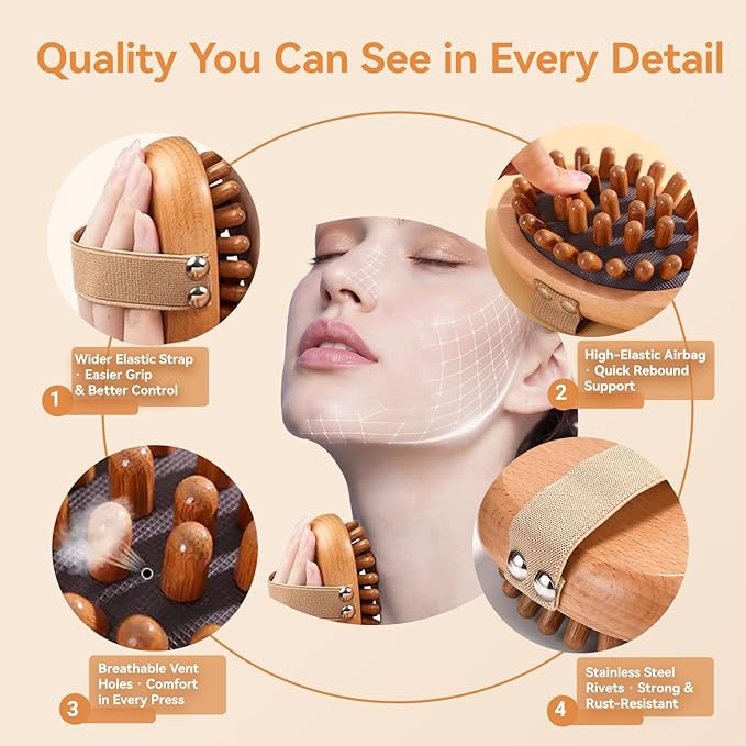 2PCS Meridian Massage Brush,Gua Sha Tool,Body Massage Brush,Wood Therapy Massage Tools, Meridian Brush for Belly,Body Sculpting Tools,Guasha Brush, Wooden Massage Tools,按摩梳, 经络刷