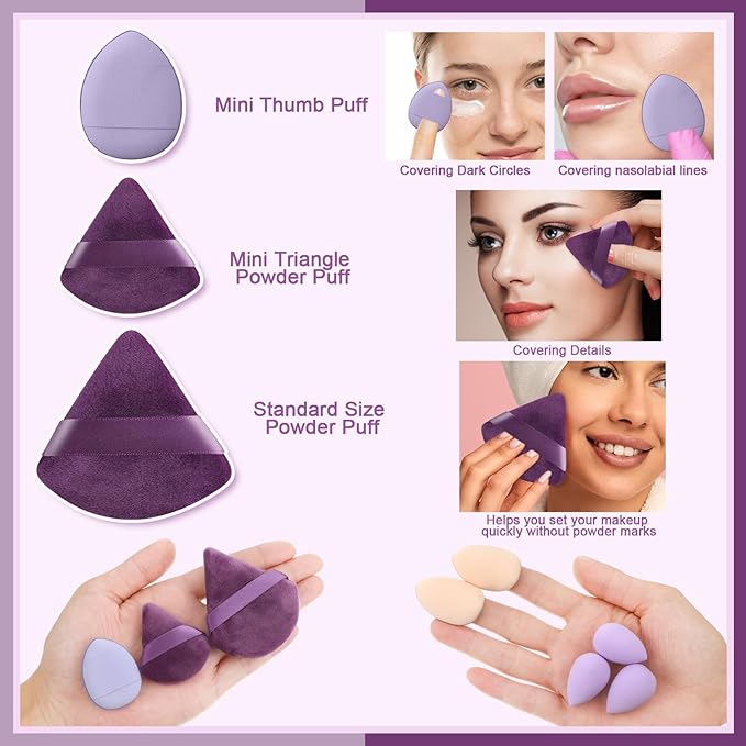 17PCS Makeup Sponge Set for Foundation with 6PCS Powder Puff, 3PCS Mini Makeup Sponges, 3PCS Foundation Mini Make Up Sponge Puff and 1PCS Make Up Sponges Holder