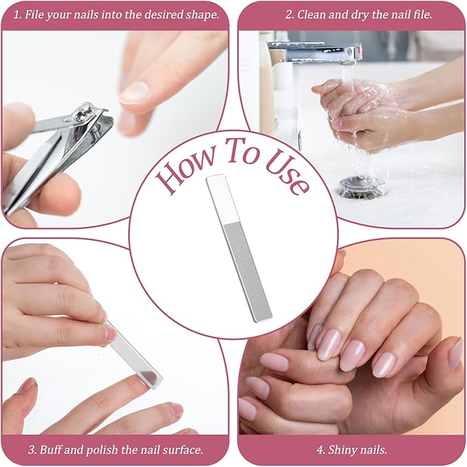 Glass Nail Buffer Nano Glass Nail File 8 PCS Nano Nail Files with Case for Natural Nails Women Shaping Buffing and Polishing
