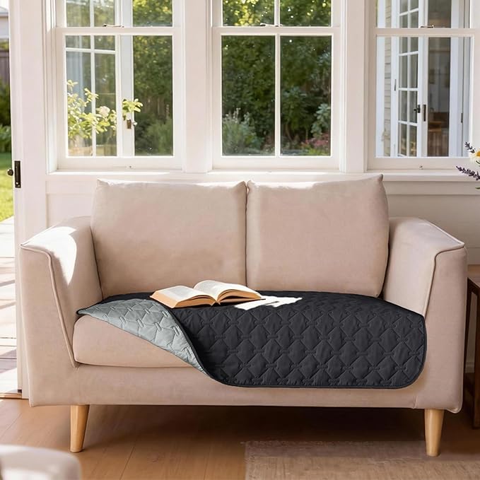 gogobunny 100% Double Sided Waterproof Dog Blanket Soft Pet Bed Cover Reversible Protect Furniture Couch Sofa Car for Puppy Large Dog Cat (Dark Charcoal/Light Charcoal, 32x53 Inch (Pack of 1))