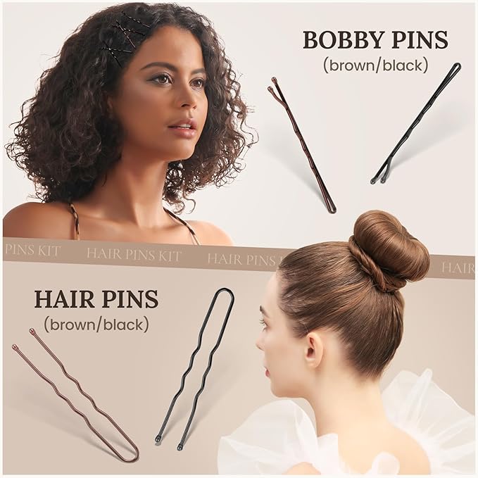 Teenitor 163psc Hair Accessories Kit, Bobby Pins Hair Pins Hair Net Hair Clips and Hair Ties Hair Bands, Hair Kit for Dances Ballet Competition with Hair Accessories Organizer