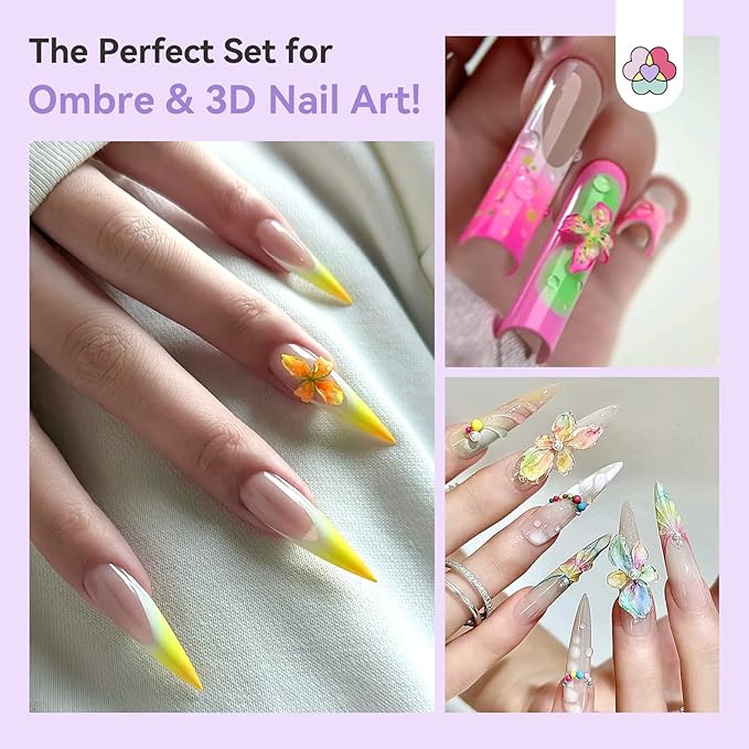 SAVILAND 3D Patting Gel Polish Kit: 9 Colors Pat Gel Polish Palette No-Wipe Blooming Gels Nail Polish 3D Nails Sculpting Gels with Flowers Shape Silicone Mold Sponges for Ombre Aura Nails Art DIY